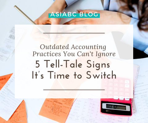 Messy receipts & manual accounting tools showing outdated practices – AsiaBC helps modernise your accounting processes.